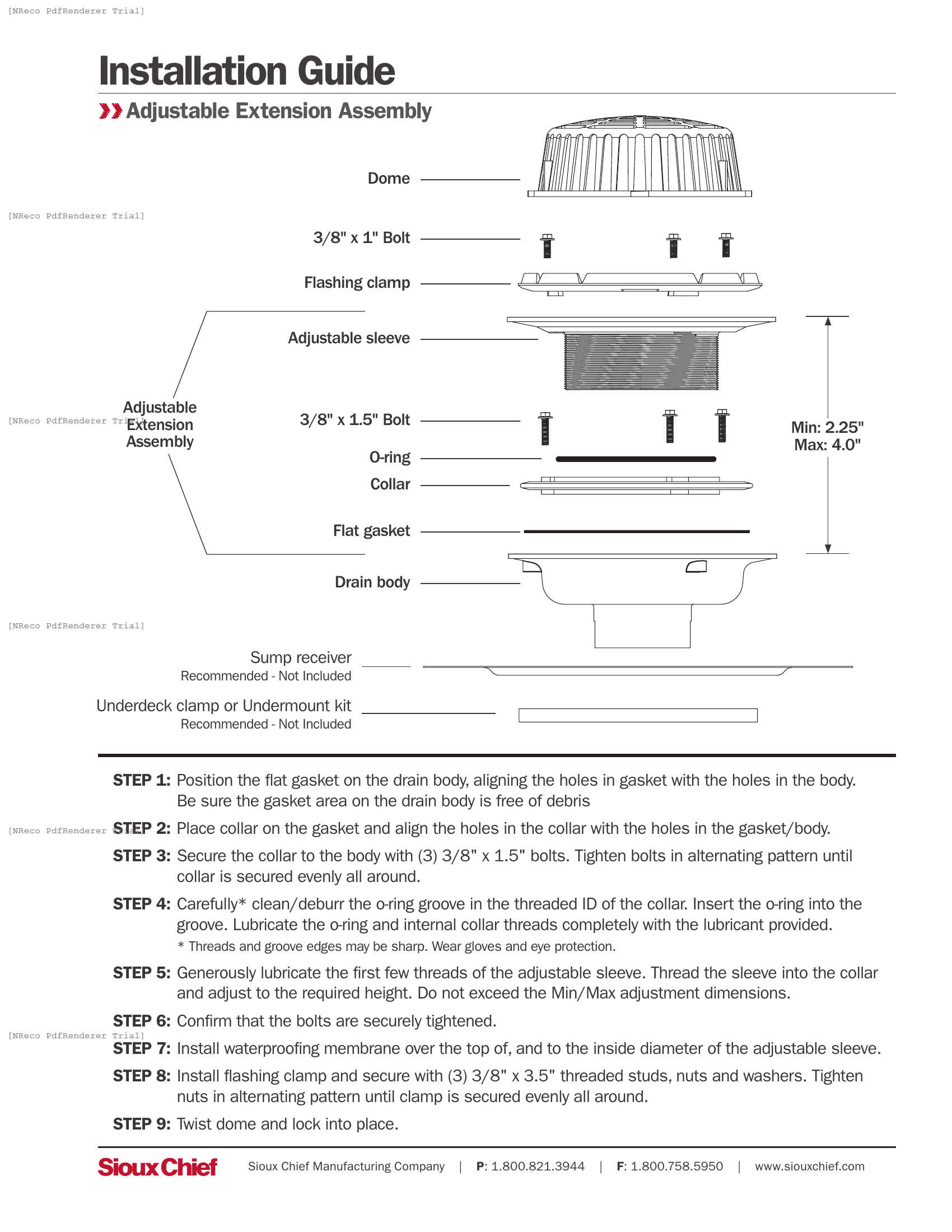 868-5EXT - ROOF DRAIN ADJUSTABLE EXTENSION KIT - INSTRUCTION SHEET.PDF Technical Document